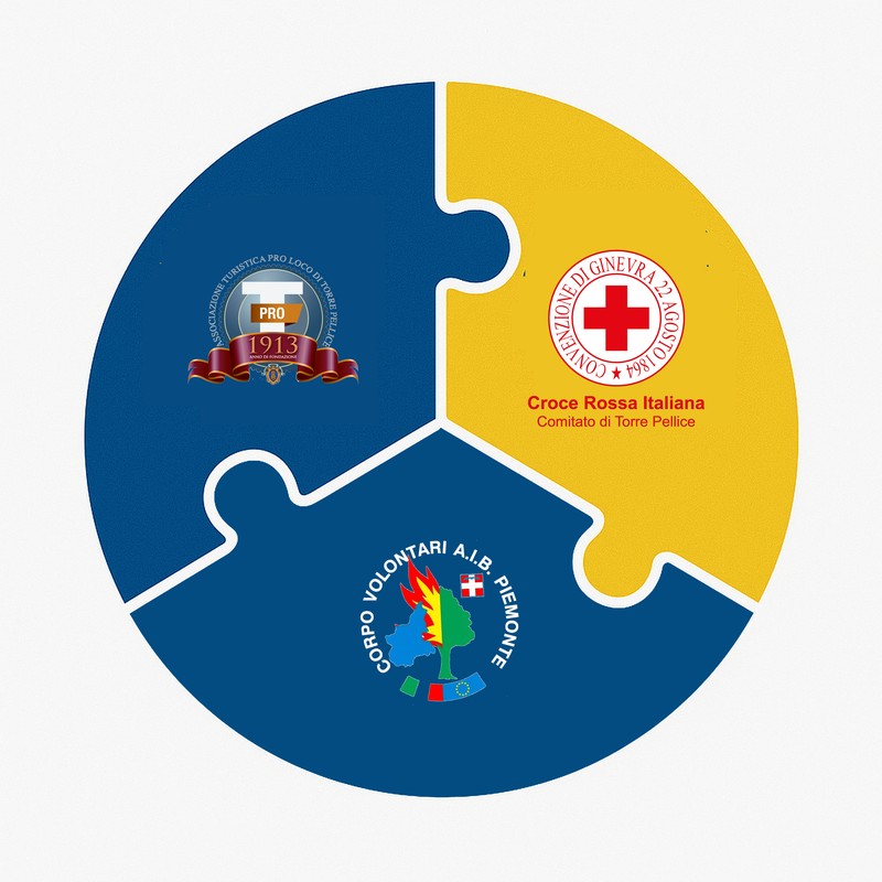 Le associazioni unite: Pro Loco di Torre Pellice, Croce Rossa Italiana e Corpo Volontari A.I.B.